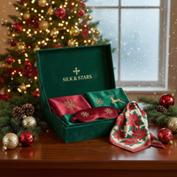 Coffret cadeau de Noël haut de gamme en soie, logo personnalisé, ensemble de sommeil de luxe 100% soie de mûrier, impression numérique, cadeaux d'entreprise, fêtes