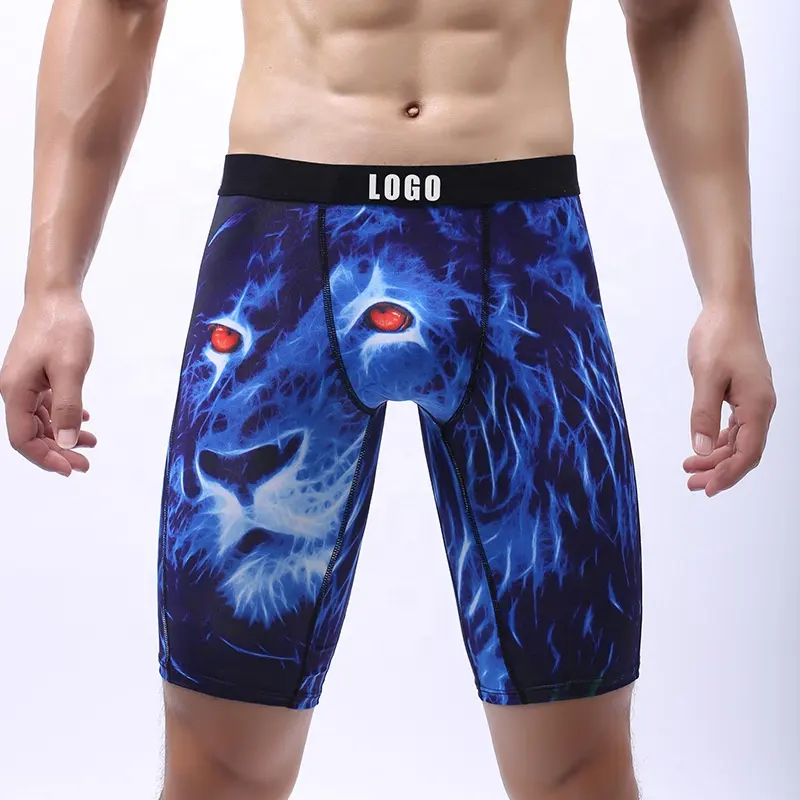 Custom Logo Men's pattern underwear Sport Running men boxers Polyamide long leg men Sportswear underwear