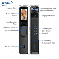Kunci Pintu Digital Pintar Luar Ruangan Tuya Wifi dengan Kamera, Pengenalan Vena Telapak Tangan Interkom Real-Time, Serrure Intelligente