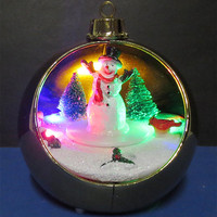 Boules de Noël en cristal sculptées à la main avec éclairage LED, finition métallique, 5-5,9 pouces, pour ambiance intérieure