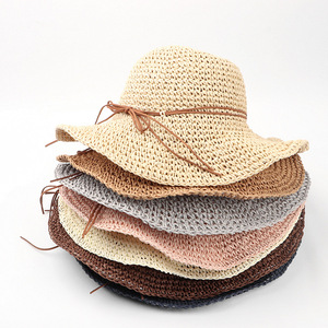 Floppy <b>Straw</b> <b>Hat</b> Raffia <b>Straw</b> Wide Brim Beach Sun Protection Female Adult Summer Outdoor Wear - Product Image 2