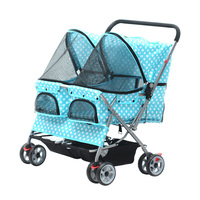 Vente flash : poussette pour chien 2 en 1, grande taille, pliable, en tissu, pour deux animaux
