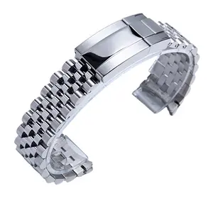Rolex kayış GMT Master için 20mm 904L katı paslanmaz çelik Watchband Oyster toka ile kol saati Band bilezik Jubilee