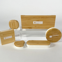 Maquillage vide pressé poudre compacte blush fard à paupières rechargeable magnétique bambou caisse en bois palette conteneur emballage cosmétique