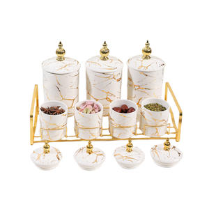 Nordic Ceramic <b>Airtight</b> Storage <b>Jar</b> Set L Size Metal Lid Cylinder Kitchen Decorative <b>Jars</b> for Grains Cereals - Product Image 1