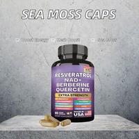 Kapsul OEM 14 in 1 RESVERATROL NAD+ dengan Ashwagandha, Jahe, Kunyit, Sea Moss, Minyak Biji Hitam, Vitamin C, D3, Suplemen Herbal