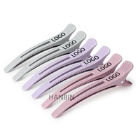 Pinces à cheveux personnalisées de haute qualité avec logo, bande en silicone sans pli, pinces bec de canard, rouleaux de coiffure et de coupe, couleur Morandi