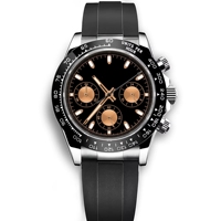 Reloj Cronógrafo de Cuarzo de 39 mm con Movimiento Seiko Vk63, Logo Estéril y Personalizado, Correa de Silicona