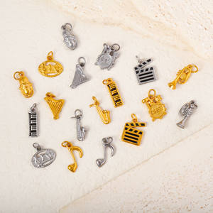 Charme d'instrument de musique plaqué or 18 carats, acier inoxydable, émail, claquette de cinéma, <span class=keywords><strong>saxophone</strong></span>, pendentif musical pour la fabrication de bijoux - Product Image 3