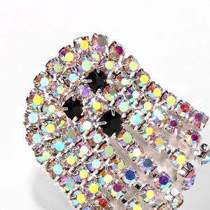 Boxuan phụ nữ mới Óng Ánh Pha Lê AB Kim cương ma Bông tai Halloween Rhinestone đinh tán mạ vàng phong cách cổ điển - Product Image 5