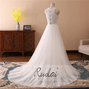 Abito <span class=keywords><strong>da</strong></span> sposa lungo Ruolai PWD-H1017 lunghi Plus Size in pizzo francese Vestidos De Novia - Product Image 3