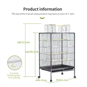 Jaula de lujo para loros, diseño de Villa de hierro con recubrimiento de polvo negro con comederos de acero inoxidable, soporte para juegos para guacamayos, cacatúas - Product Image 5