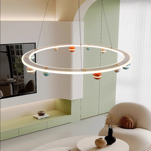 Lampadario a Sospensione LED Moderno a Forma di Pianeta, Colorato, in Alluminio e Cristallo, Dimmerabile, Garanzia di 3 Anni, per Camerette dei Bambini - Product Image 3