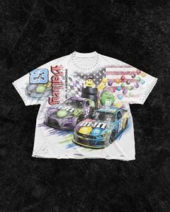 Camiseta de Algodón Estampada Oversize para Hombre, Manga Corta, Estilo Casual, Cuello Redondo, Camiseta de Algodón con Estampado Gráfico para Hombre - Product Image 4