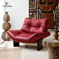 Canapé simple en cuir véritable fait main, style italien moderne minimaliste, fauteuil de designer haut de gamme pour salon, extérieur et salle à manger