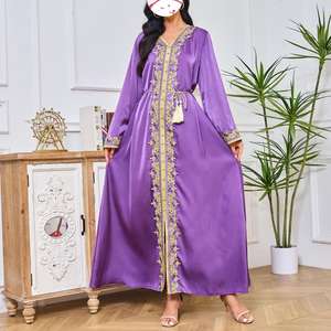 Abaya Elegante in Raso con Maniche a Pipistrello all'Ingrosso Dubai 2025, Modesto Khftan Kimono Casual, Abito da Sposa Musulmano da Donna dalla <span class=keywords><strong>Turchia</strong></span> - Product Image 3