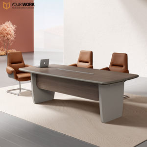 Mesa de conferencia de oficina rectangular de lujo grande y moderna, diseño de madera con escritorio de <span class=keywords><strong>trabajo</strong></span> largo para sala de reuniones de Hotel y escuela - Product Image 4