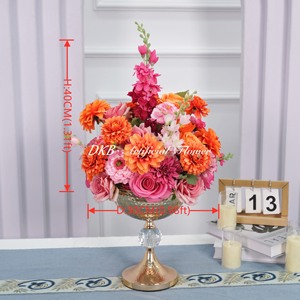 Decoración DE MESA DE BODA precio de fábrica venta al por mayor 30cm Bola de flores de seda artificial Bola de flores naranjas de boda de alta calidad - Product Image 2