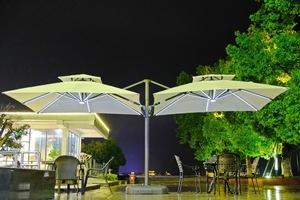 Parasol solaire LED double face au design innovant, grand parasol d'extérieur pour restaurant, café et cour d'hôtel - Product Image 3