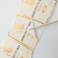 Etiquetas Personalizadas para Botellas de Vino, Impresión Frontal y Trasera en Papel Texturizado con Lámina Dorada, Etiqueta de Embalaje Artística