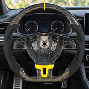 Volant en cuir et fibre de carbone forgée pour VW Volkswagen Golf 6 MK 6 GTI R Polo Tiguan Passat Jetta CC Touran - Product Image 4