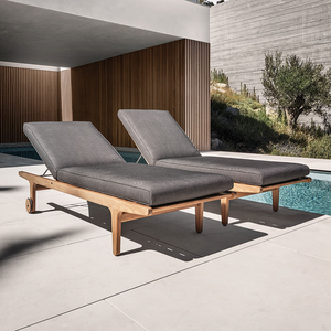 Hôtel Patio Extérieur Plage Chaise Longue Teck Bois Meubles de Jardin pour Piscine Daybed Transat Chaises Longues - Product Image 1