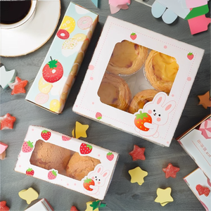 Customize Printing Foldable Art Paper Pink Strawberry 2 4 6 Hole Donut & Potato Chips Packaging <b>Box</b> with Window - Product Image 2