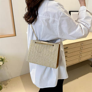 กระเป๋าโท้ทฟางสำหรับผู้หญิง, แฟชั่นและสไตล์ลำลองความจุขนาดใหญ่กระเป๋าสะพายไหล่ใบเดียว - Product Image 4