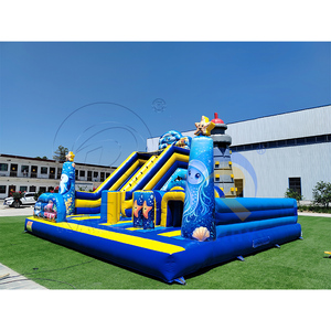 Parcours d'obstacles gonflable sur <span class=keywords><strong>le</strong></span> thème de l'océan, toboggan sec avec animaux marins pour les fêtes d'enfants et la location commerciale pour les carnavals - Product Image 5
