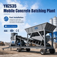 Centrale à béton mobile prête à l'emploi de 35 m3/h, équipement de mélange de béton portable avec contrôle PLC