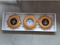 Ensemble d'horloges murales islamiques personnalisées avec calligraphie arabe, 3 pièces, décoration murale pour la maison, ensemble d'horloges murales en or avec calligraphie arabe, 3 pièces