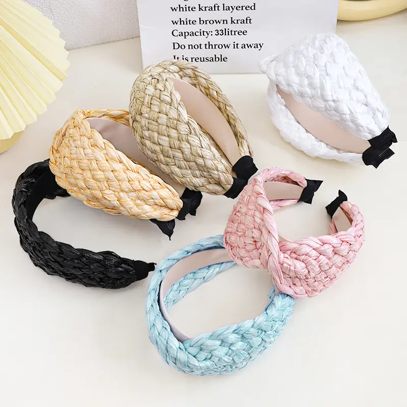 New Arrival Fashion Retro Ethnic Style Braided Wide Hairband Hot Sale Temperament Headband Hair Accessories for Women Girls