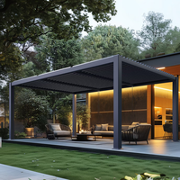Pergola électrique moderne d'extérieur avec toit à lames, cadre en alliage d'aluminium étanche, ouverture horizontale, écran magnétique intégré