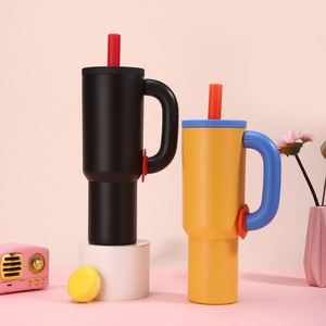New Arrival 40oz Stainless Steel Vacuum Insulated Tumbler Large Capacity Outdoor Portable Travel <b>Straw</b> Cup Handle 6-12 Hours - Product Image 5