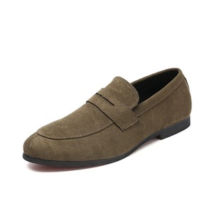 Nuove Scarpe Eleganti da <span class=keywords><strong>Uomo</strong></span> in Pelle Scamosciata Marrone, <span class=keywords><strong>Mocassini</strong></span> di Marca alla Moda con Punta Affusolata - Product Image 2
