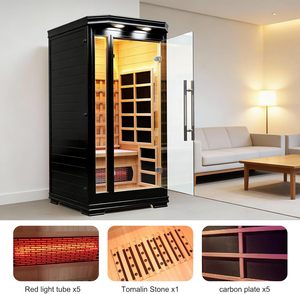 KLAFIN Sauna Inframerah Jauh Terapi Cahaya Merah Hemlock untuk 1 Orang, Kontrol Digital Elektrik, Bak Pijat & Ruang Sauna Dalam Ruangan - Product Image 3
