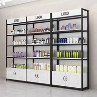 Étagères de présentation pour magasin de cosmétiques, de parfums et de produits de beauté en métal doré, style boutique