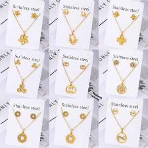 مجموعة مجوهرات من التيتانيوم الصلب للتصدير عبر الحدود الأمريكية البسيطة ، أقراط قلادة من الفولاذ المقاوم للصدأ تتميز بندفة الثلج - Product Image 2