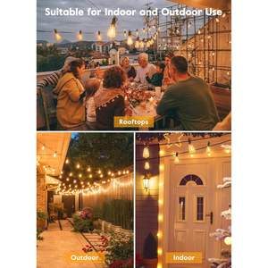 Guirnalda de Luces Vintage para Exteriores, Regulable, 100 Pies, 52 Luces de PVC Irrompibles e Impermeables, 2700K, Blanco Cálido Suave, 1 Año de Garantía, para Jardín - Product Image 5