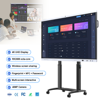 Écran plat interactif 4K de 55, 65, 75, 85, 98, 115 pouces pour bureau/éducation, tableau blanc intelligent à écran tactile avec télécommande sans fil