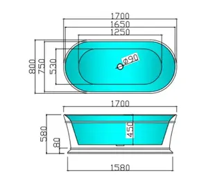 Bak mandi Pancuran kamar mandi mewah gaya Australia bak mandi berdiri bebas akrilik Oval klasik dan berkualitas tinggi