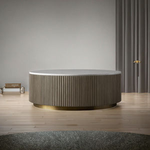 Contemporary Modern Solid <b>Dark</b> Gray <b>Coffee</b> <b>Table</b> Durable Faux Marble Top <b>Wood</b> Frame Simple Wabi-Sabi Design Eco-Friendly Living - Product Image 3