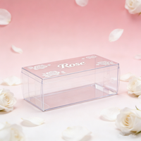Boîte cadeau transparente écologique avec estampage doré, idéale pour les bouquets de fleurs de savon et les roses fraîches