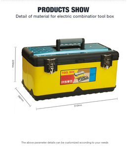 MEIJIA Storage <strong>Box</strong> Two <strong>Chrome</strong> Metal Latches/ Multi-Functional 510x260x220mm 20-Inch Tool <strong>Box</strong> With Tray - Product Image 2