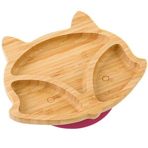 OEM Custom forma Animal de dibujos animados de animales difícil prueba de derrames de bebé de bambú tazón <span class=keywords><strong>con</strong></span> succión - Product Image 1