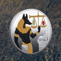 Pièce de Monnaie Métallique 3D Colorée Égypte Ancienne Pharaon Dieu Anubis Jour du Jugement Gravure UV Thème Mythologie Moderne Cadeau Personnalisé YunQi