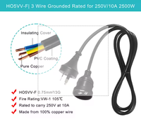 Enchufe de extensión AU de 3 pines 1 a 1 aprobado por SAA 10A 250V-Cable de punto de alimentación de salida única 1.0mm ² con obturador para uso en el hogar y la Oficina