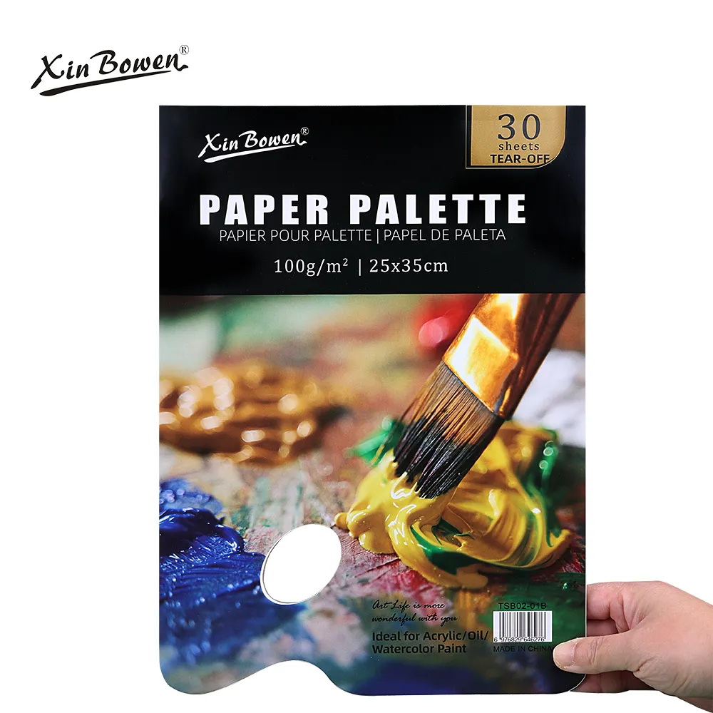 Xin Bowen boyama paleti A4 taş kağıt paleti boya karışımı için yırtıp paleti araçları 100% kağıtları tepsi liner