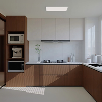 Meuble de cuisine mural moderne et écologique avec porte en bois massif finition laquée, prêt pour l'évier, idéal pour les villas