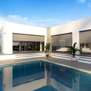 Windproof Zip theo dõi điện Zip Màn hình PVC con lăn Rèm cơ giới ngoài trời Patio Sun Shading bên ngoài cán rèm ngoài trời - Product Image 6